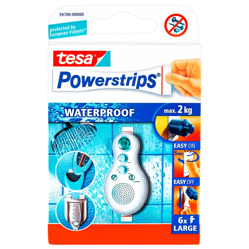 Tesa Powerstrips Waterproof Large 6 Stück